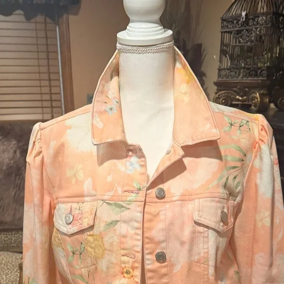 Boston Proper Peach Floral Jean Jacket - Picture 5 of 8